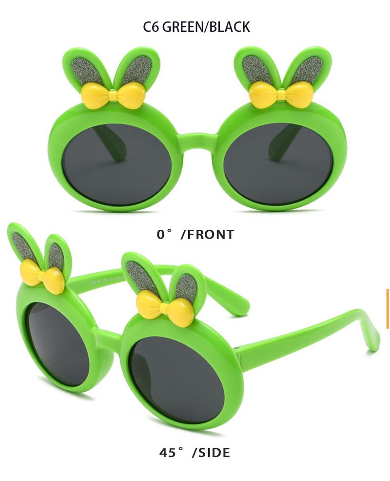 Sonnenbrille für Mädchen, Kindersonnenbrille für Mädchen, süße lila Hasenohren, Schleife, TPE-E, weiches Silikon, polarisiert, blendfrei, UV-Schutz, neu_voghion.com