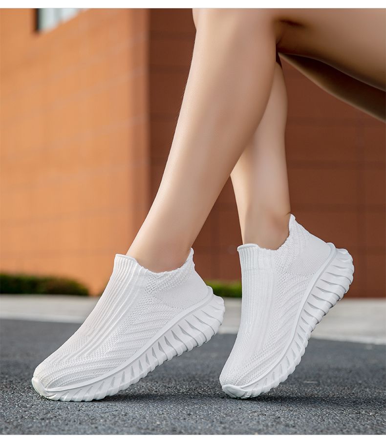 Green Platform Knit Sneakers Men Women Trainers Breathable Socks Men's Running Shoes Comfortable Slip-on Women's Sports Shoes_voghion.com