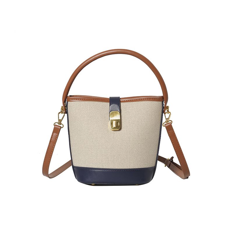 Damen Neue Mode Trendy Handtasche Eimer Nischendesign Farbblock Patchwork Schulter Umhängetasche_voghion.com