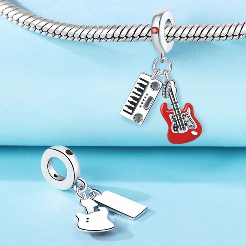 Kadın Takı Bluetooth Kulaklık Kahve Bira Gitar Charm Kolye Boncuk DIY Takı Bilezik Aksesuarları Bakır Kaplama Gümüş_voghion.com