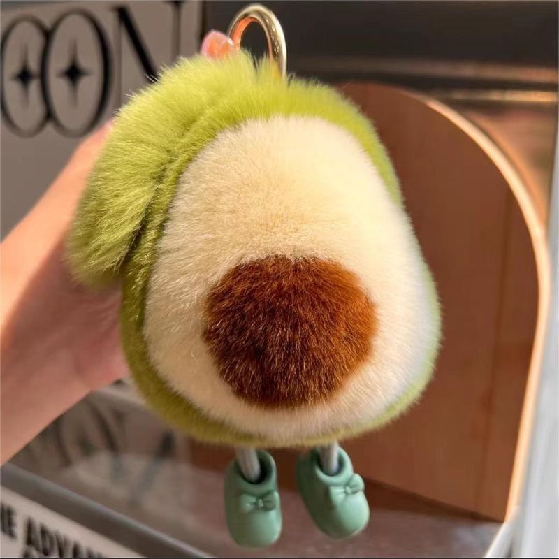 Ciondolo per borsa in pelliccia di coniglio Rex, ciondolo per portachiavi in peluche con avocado, ciondolo per borsa personalizzato con avocado, ciondolo per coppia di fidanzate_voghion.com
