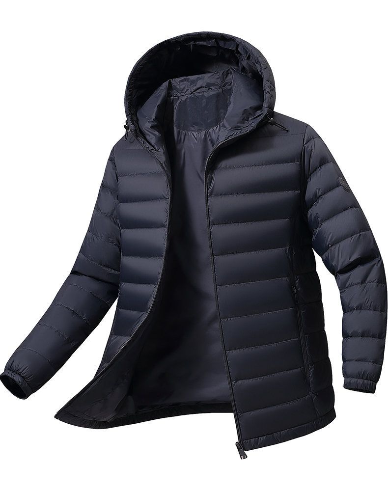Piumino leggero con cappuccio per uomo e donna, cappotto corto slim fit, caldo capospalla invernale, stile casual e business_voghion.com