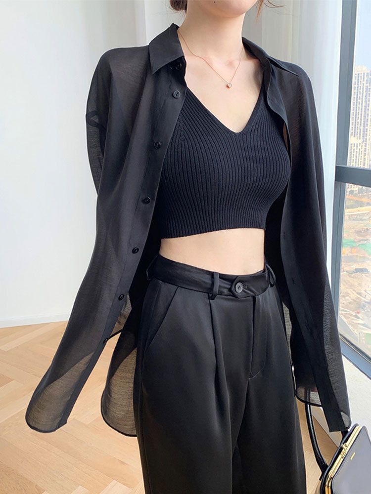 Tencel for women in summer 2024, thin and high-end, new chiffon camisole dress with sun protection shirt on the outside_voghion.com