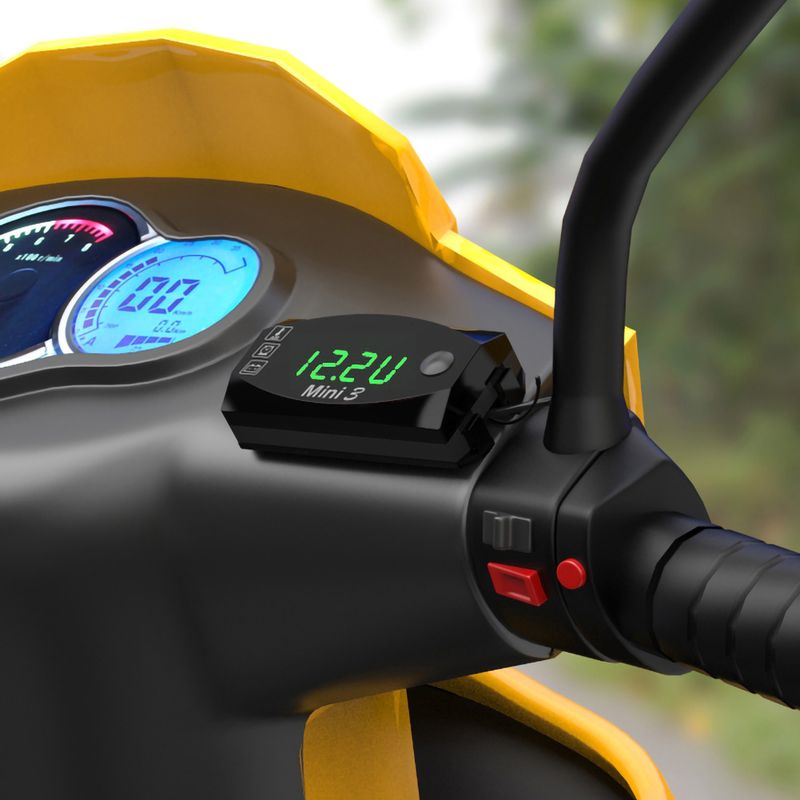 3 viename universalus motociklo elektroninis laikrodis, termometras, voltmetras, 12 V, IP67, vandeniui atsparus, dulkėms atsparus LED laikrodis, skaitmeninis ekranas_voghion.com