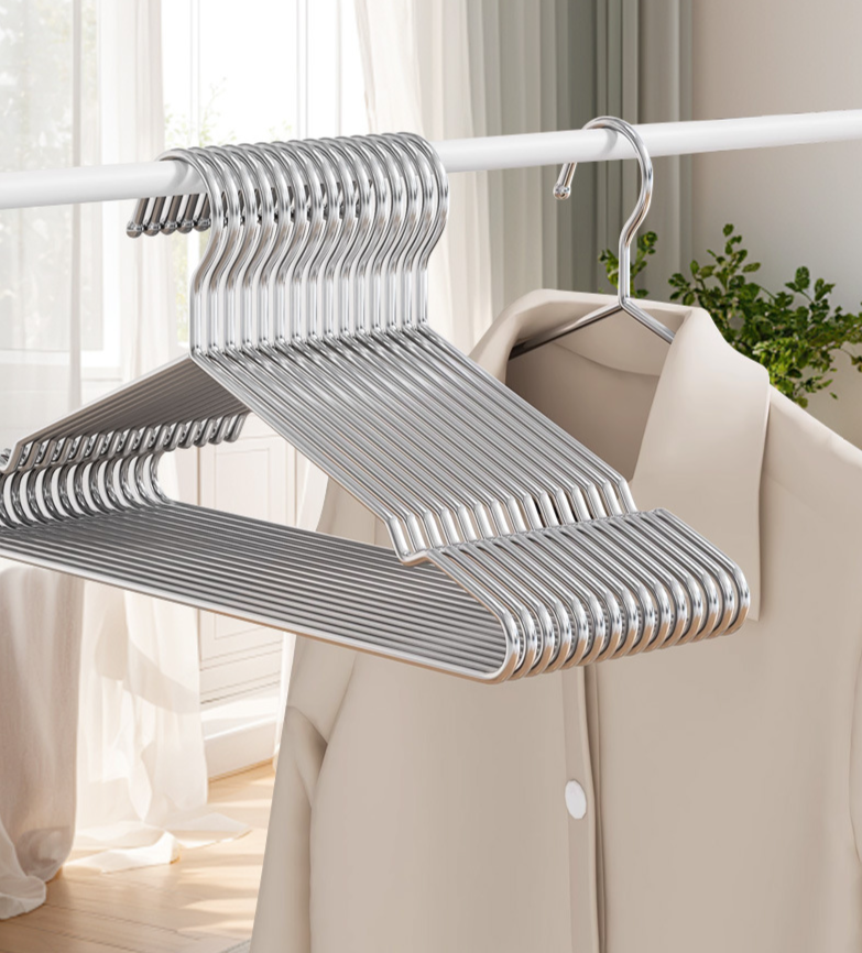 Percha de acero inoxidable engrosada para el hogar, tendedero sólido para balcón, dormitorio, ahorra espacio, admite ropa seca y húmeda._voghion.com