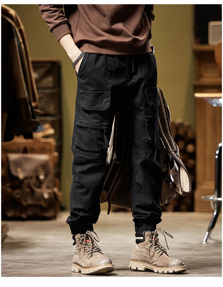 New personalized high street style tooling trousers casual trousers versatile simple fashion niche design leggings_voghion.com