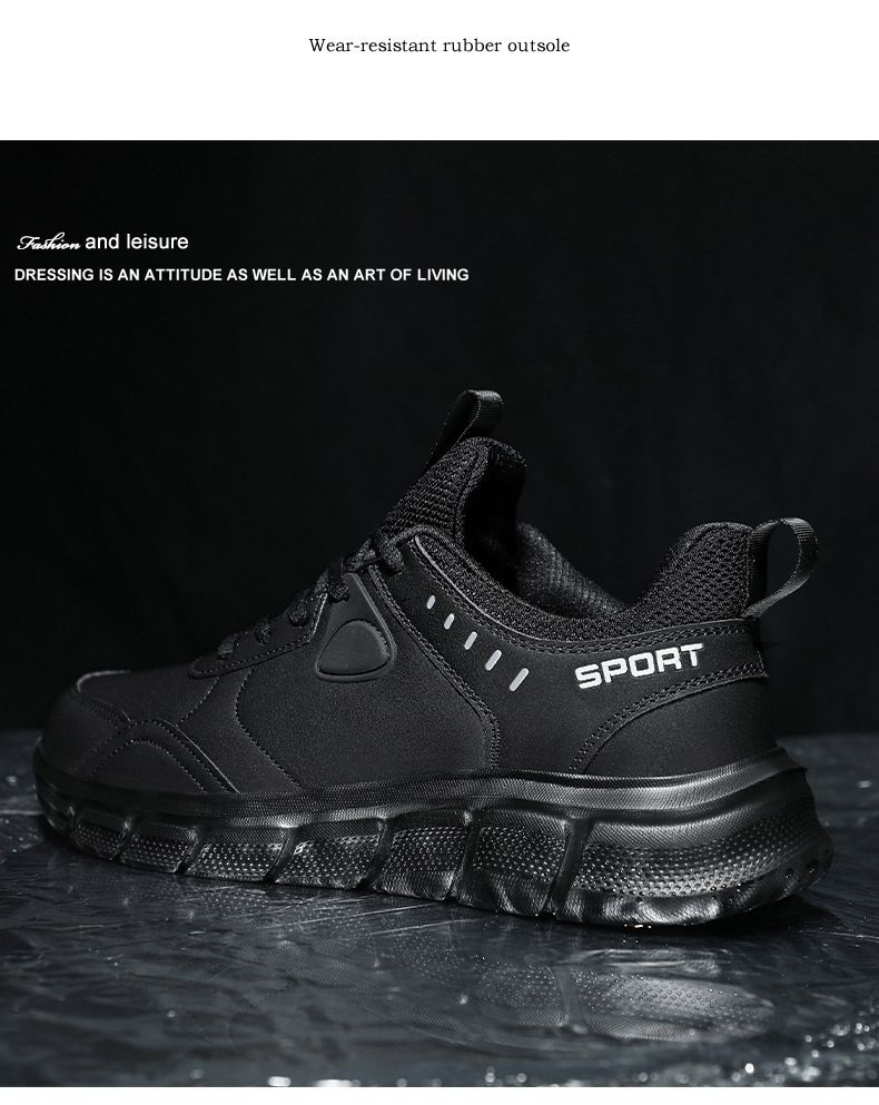 Herrenschuhe Laufschuhe mit Lederoberteil, lässige Sneakers für Studenten, Reiseschuhe mit weicher Sohle für Männer_voghion.com