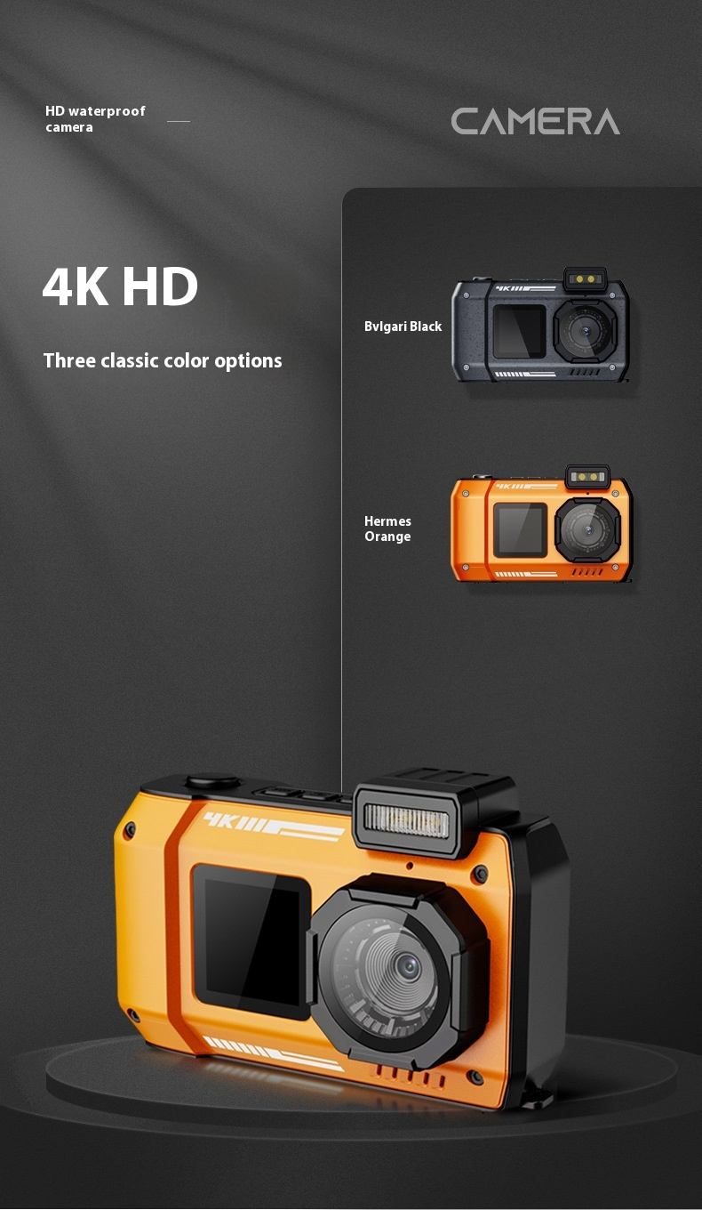 Wasserdichte Kamera zum Schnorcheln, 4K, Dual-Front-Bildschirm, 65 MP, 18-facher Zoom, Unterwasserkamera für Vlogging, Strand-Selfie, Reiseblogger, mit kostenlosem Armband_voghion.com