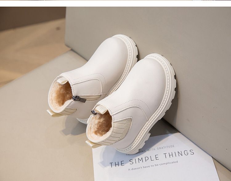 Winter Plush Children's British Short Boys, Side Zipper Martin for Girls, Soft Bottom Fashion Boots_voghion.com