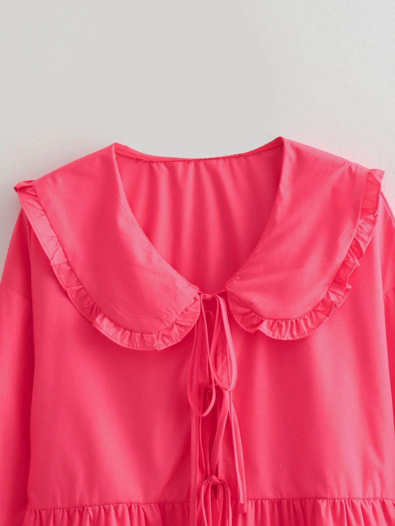 Camisa de encaje con cuello de muñeca de 3 colores para mujer, primavera 2024_voghion.com