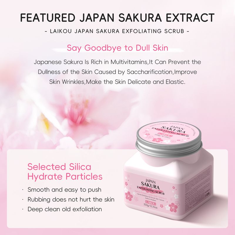 Peelings & Körperbehandlungen Neues Produkt LAIKOU Kirschblütenpeeling 350 g Gesicht Körper Ganzkörper Kann zur Reinigung und Feuchtigkeitspflege verwendet werden_voghion.com