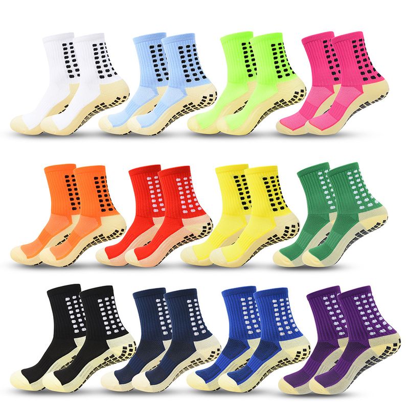 Herren-Frottee-Socken mit dicker Unterseite, Fußball-Netz, atmungsaktiv, rutschfest, gepunktet, Mittelrohr, Sport, Basketball, Elite, Laufen_voghion.com
