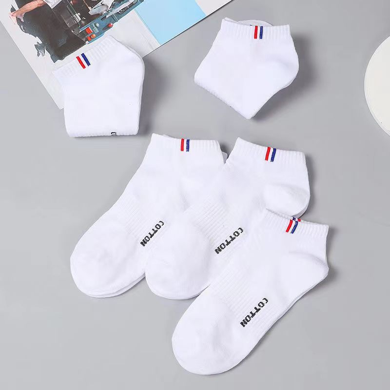 5/10 Pairs of High-Quality Soft Comfortable Men's Sports Summer Sweat Absorbing Breathable and Casual Socks_voghion.com