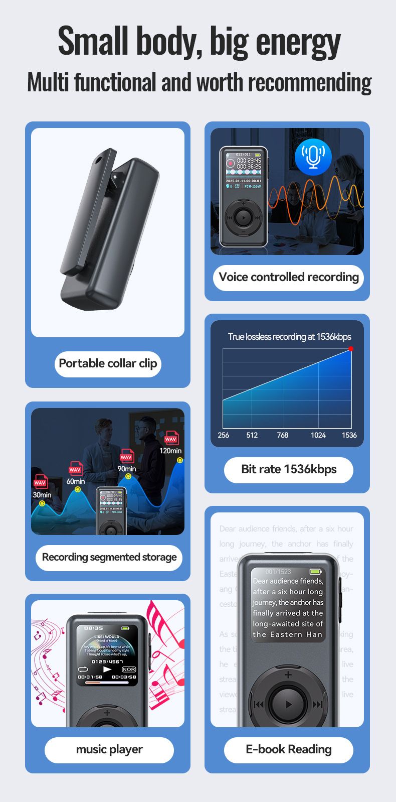 Digital Voice Recorder M21 Strong Magnetic MP3 HD Noise Reduction AI Smart Voice Control Recorder Long Standby Recorder_voghion.com
