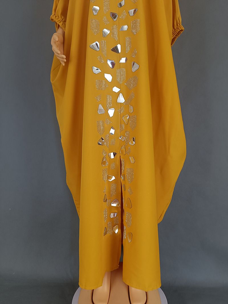 Vestido con parche irregular de diamantes de imitación para mujer_voghion.com