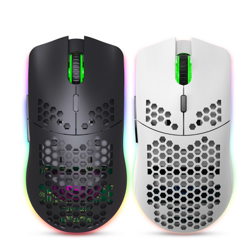 T66 Hole 2.4G brezžična miška Lahka zasnova Cellular RGB Glow 6-Key Mouse Patch_voghion.com