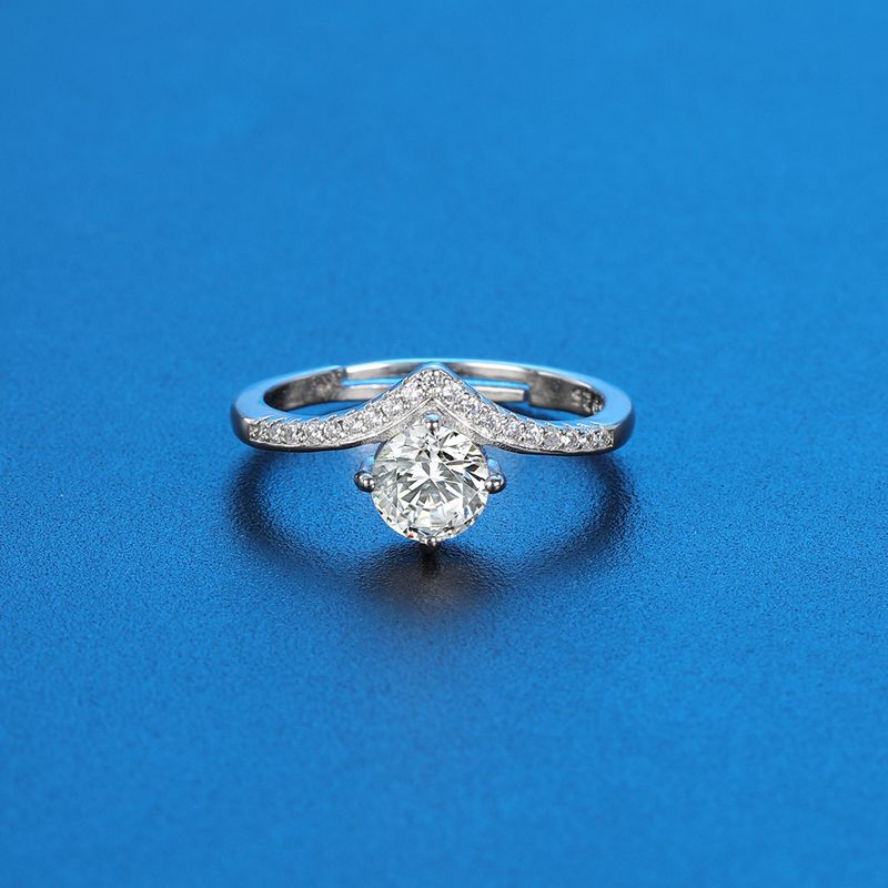 Whi Copper S Silver Ring For Women, Open Six-Prong, Inrnet Celebrity Live Streaming Zircon_voghion.com