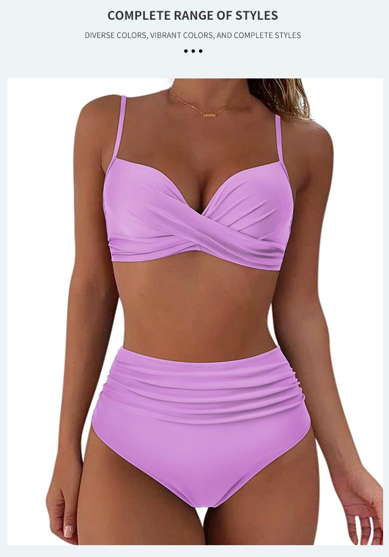 Women's Clothing Thickened Swimsuit Split High Waist Belly Covering Tight Sexy Bikini_voghion.com