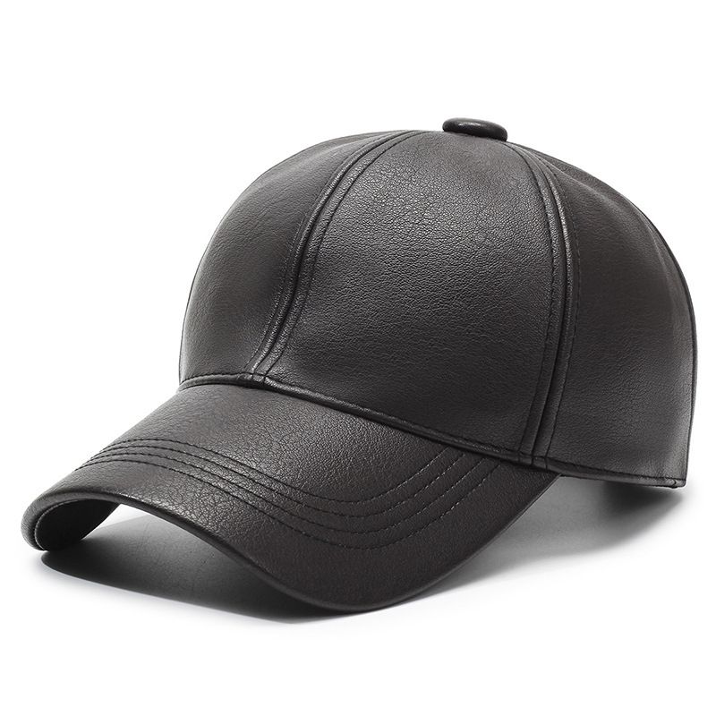 Baseballmütze für den Außenbereich, warme Sonne, für Herbst und Winter, Entenschnabelmütze, einfache, lässige Herren-Ledermütze_voghion.com