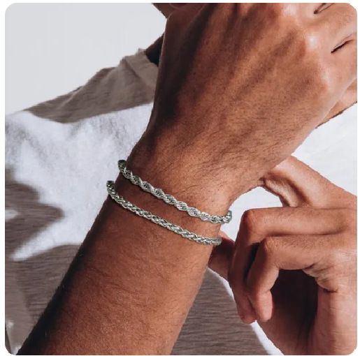 Bransoleta ze stali tytanowej unisex, łańcuszek ze stali nierdzewnej, bransoletka dla par_voghion.com