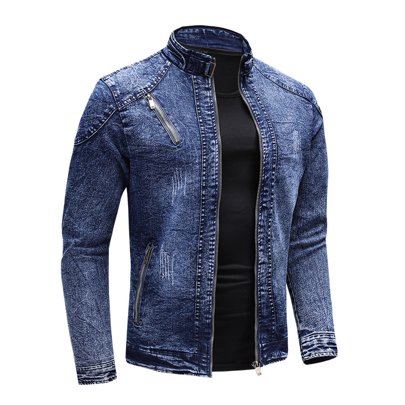 Giacca alla moda da uomo nuova primavera e autunno, top casual in denim elasticizzato lavato_voghion.com