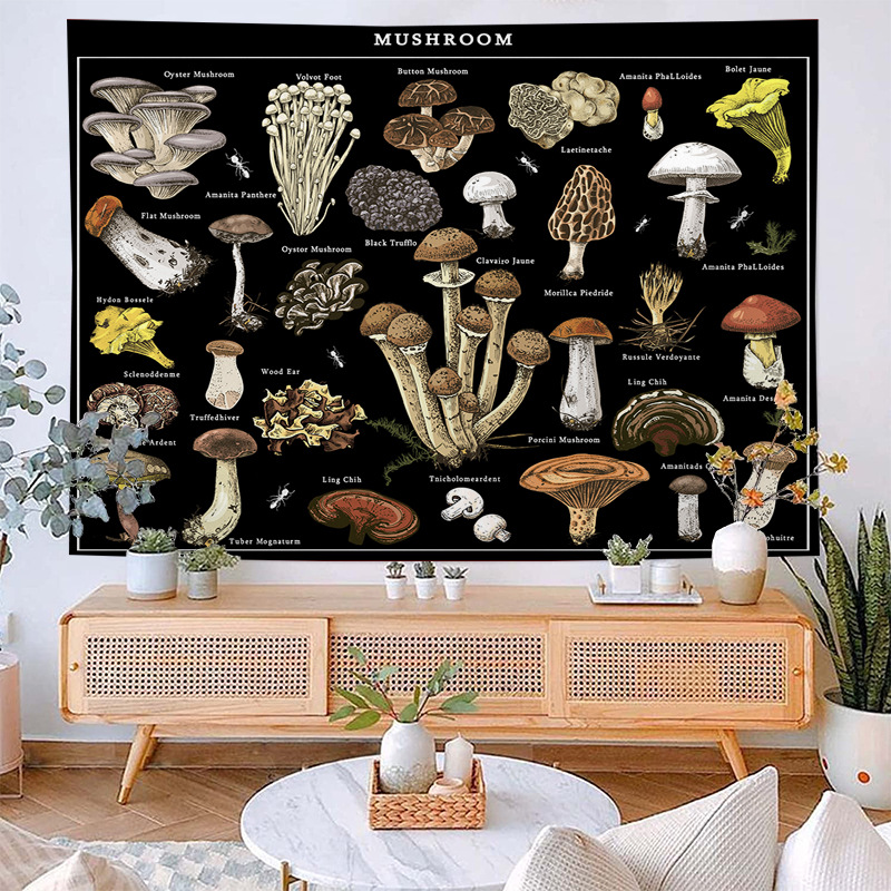 Mushroom hanging cloth, bedroom background cloth layout, live broadcast background fungi - G_voghion.com