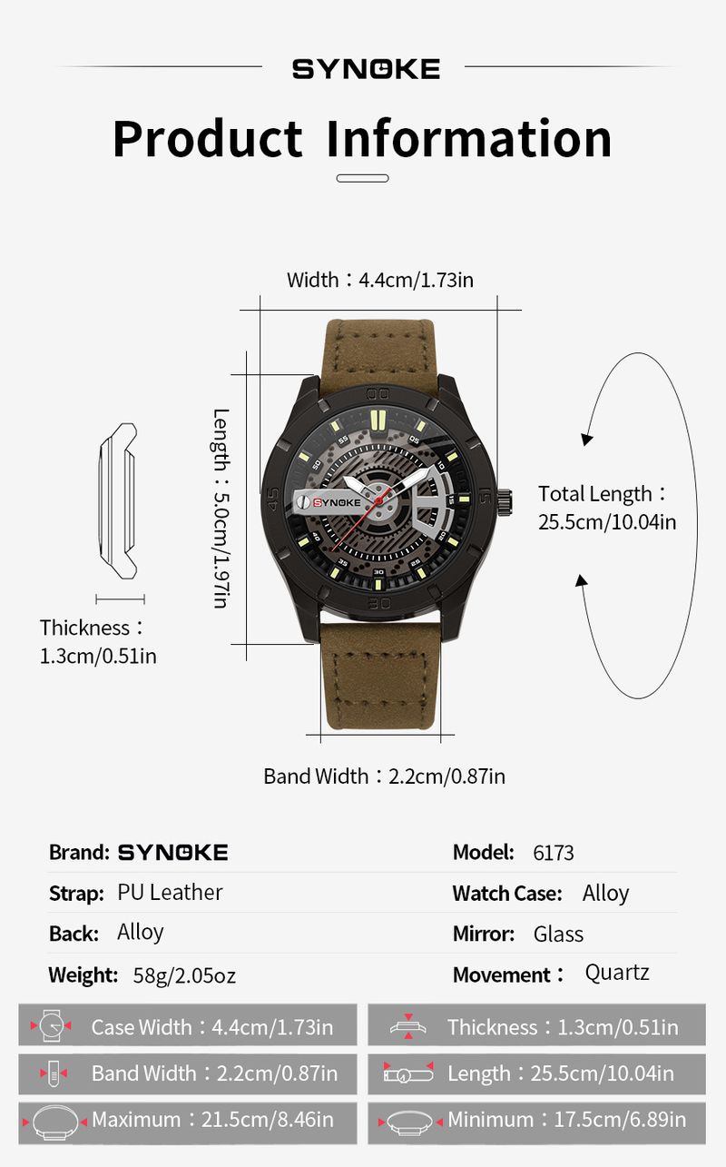 Men's Retro Fashion Quartz Watch With Leather Strap, Large Dial, Water Resistant, Casual & Sporty Style Retro Design Large Screen Trend_voghion.com