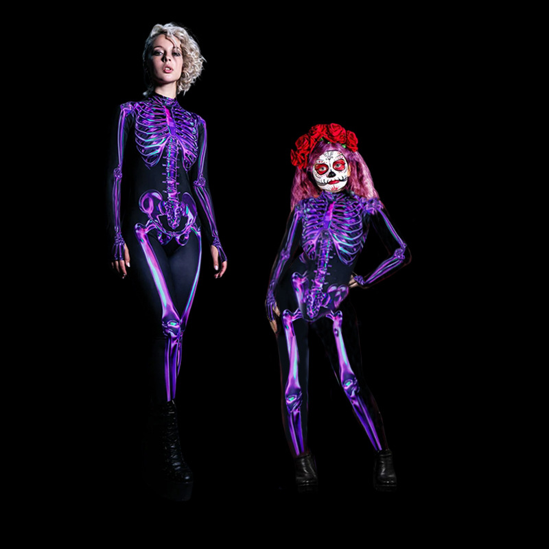Salopetă de Halloween cu pantaloni cu craniu, la modă europeană și americană, pentru părinți și copii_voghion.com