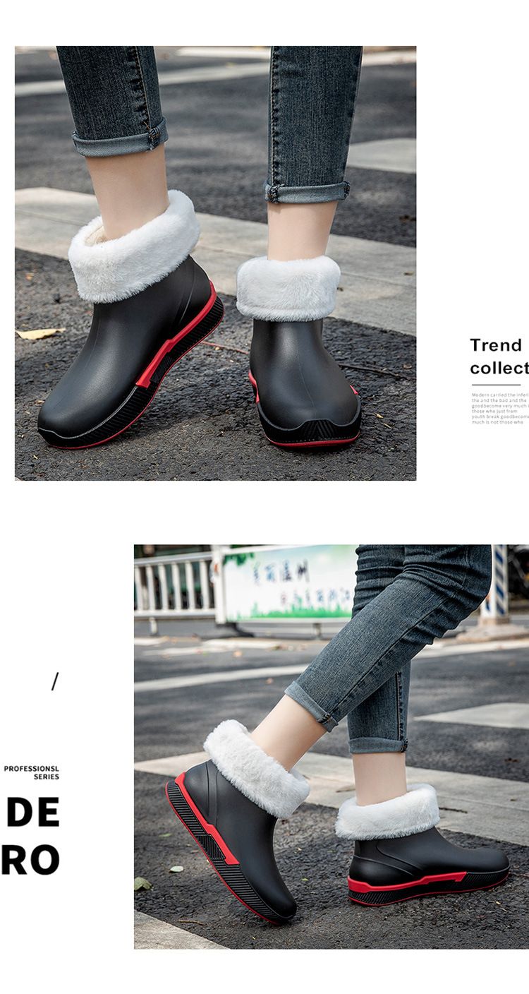 Scarpe impermeabili da donna, nuovi stivali da pioggia versatili casual antiscivolo, resistenti all'usura, alla moda, caldi e resistenti all'acqua._voghion.com