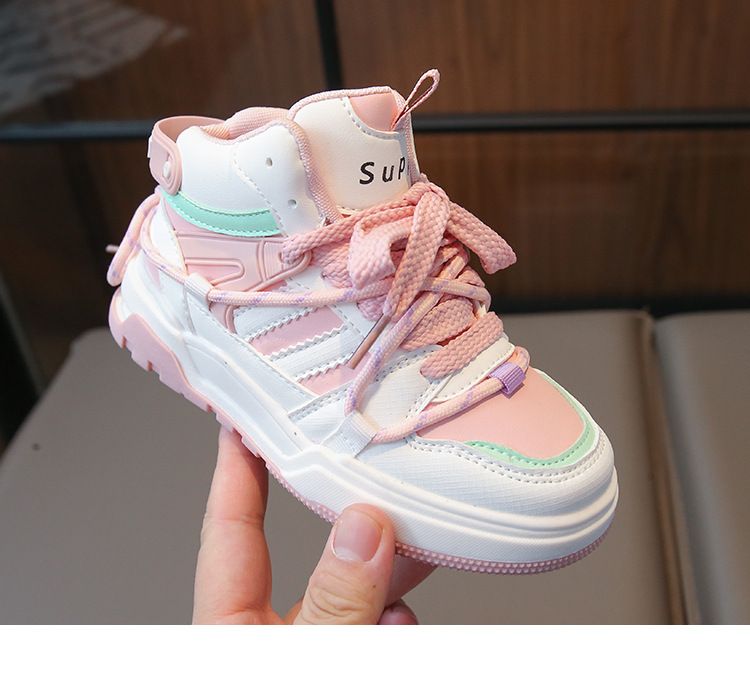 2024 children's sports girls' non slip soft sole high top casual boys' running basketball shoes, trendy_voghion.com