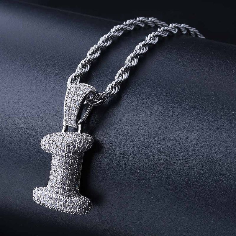 Collana con ciondolo vintage Hip Hop da uomo e da donna con zirconi micro-pavé, catena in rame placcato oro/argento, regolabile da 20 a 32 pollici_voghion.com