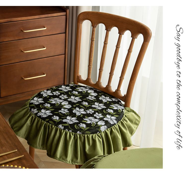 Modern Geometric Chair Cushion With Ties – Non-Slip Polyester Seat Cover, Hard Cotton Filled For Dining & Office Chairs_voghion.com