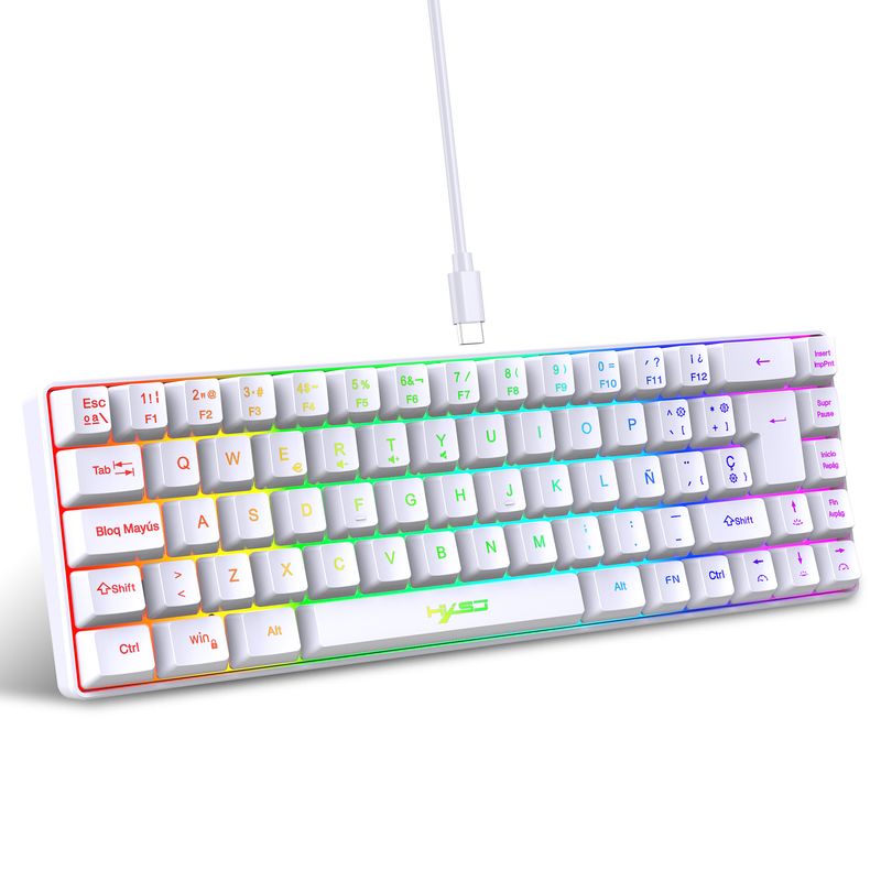 Tastiera da gioco cablata retroilluminata RGB a 69 tasti in spagnolo/inglese in offerta speciale, design compatto al 68%, un gadget indispensabile per chi lavora in ufficio e_voghion.com
