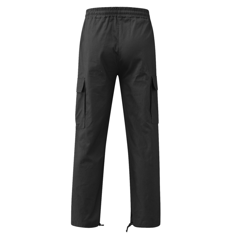 Calça cargo masculina amarrada com vários bolsos casual_voghion.com