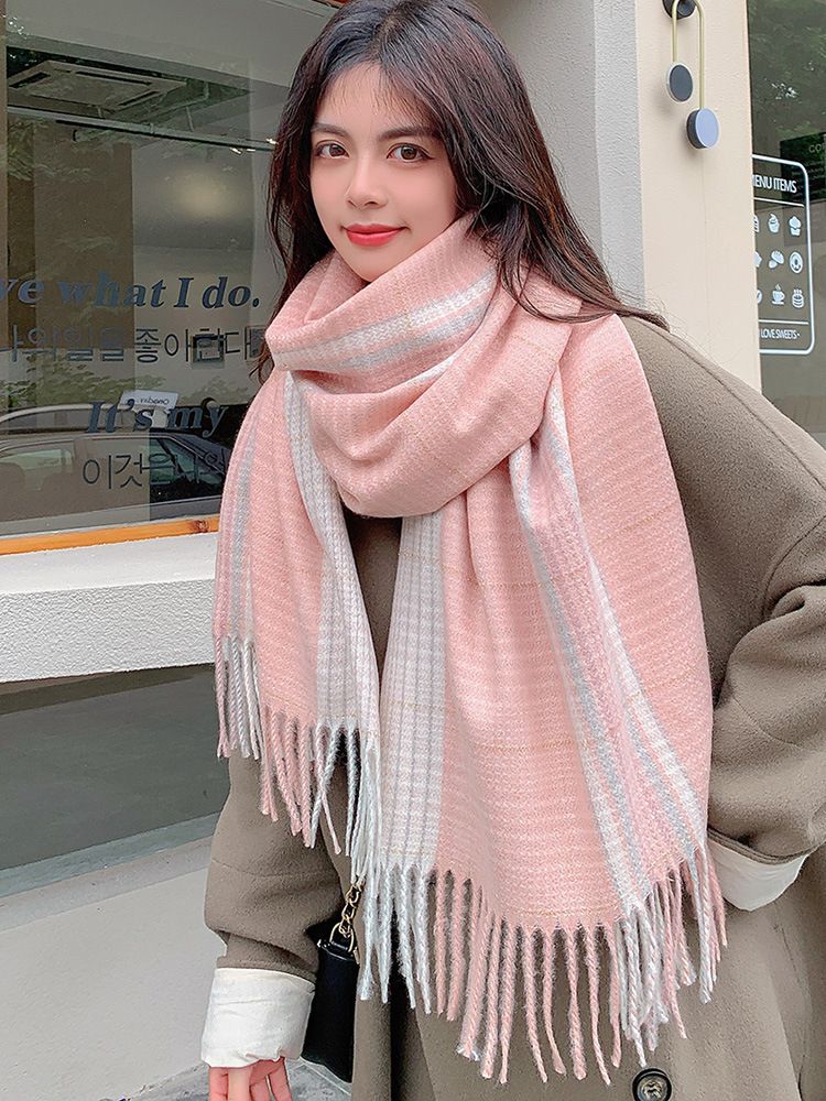 Donna a quadri in inverno, versione coreana di alta gamma, nuovo articolo autunno inverno, scialle in imitazione cashmere, versatile, spesso_voghion.com