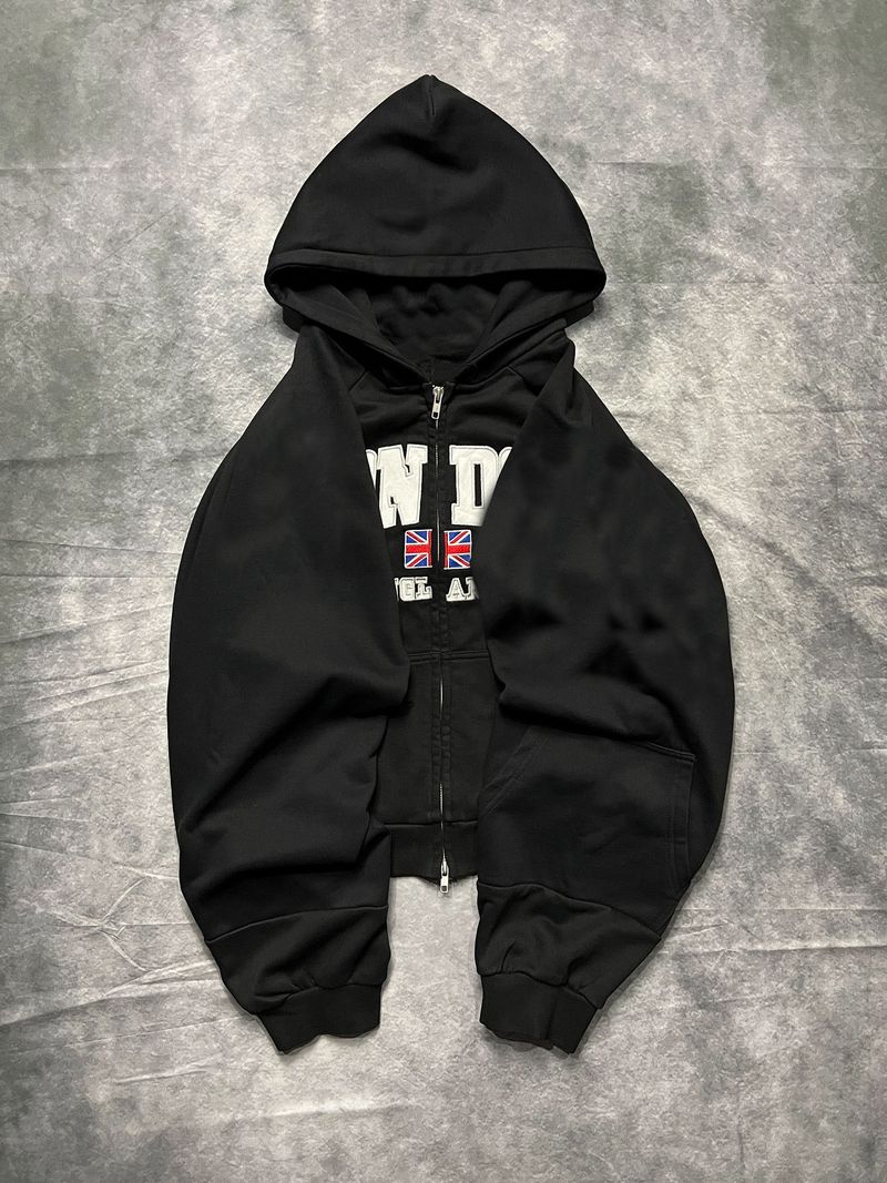 Felpa con cappuccio unisex Gothic Punk – Streetwear oversize con stampa effetto consumato, cerniera e spalle scese (nera, S-XL, 75% poliestere, antipiega)_voghion.com