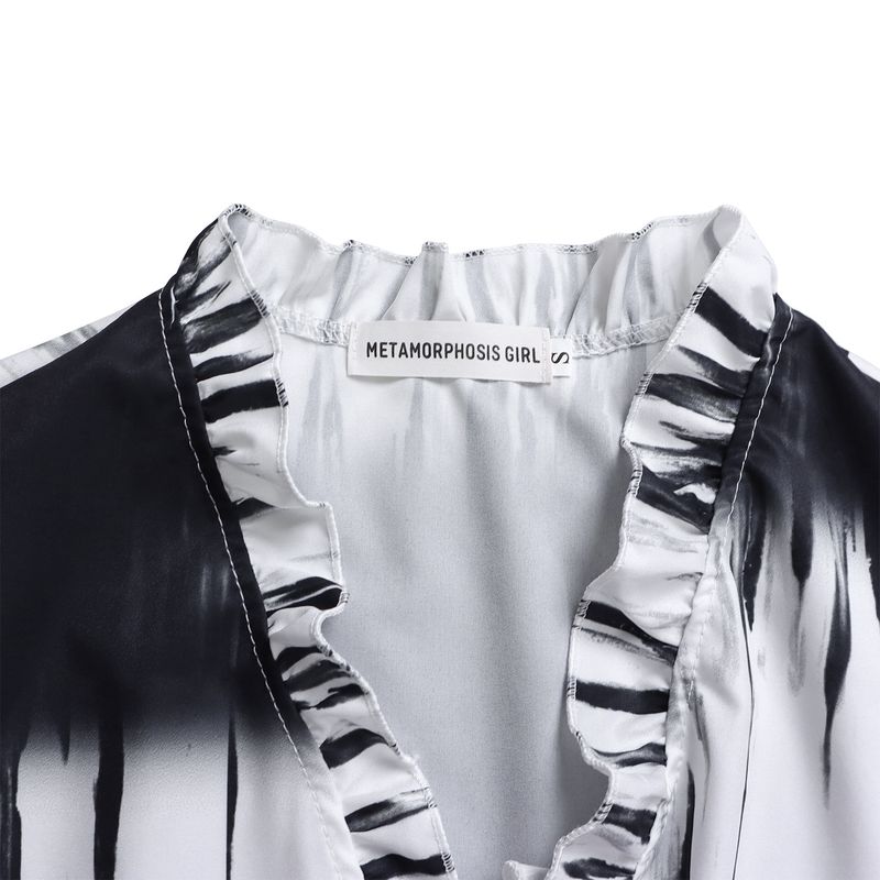 Ženska oblačila, nove potiskane majice z dolgimi rokavi in naramnicami, široke hlače z visokim pasom, priložnostna obleka_voghion.com