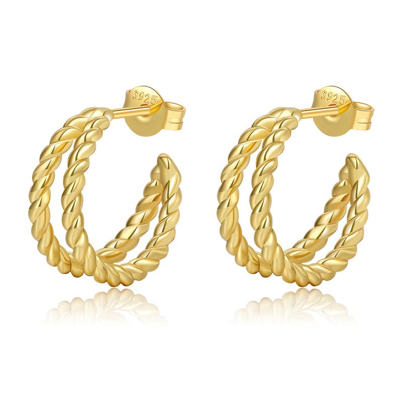 New C-shaped Fried Dough Twists Earrings, Simple And Versatile, Copper-plated Earrings Jewelry, Ins Trendy Geometric Earrings, Ear Clips_voghion.com