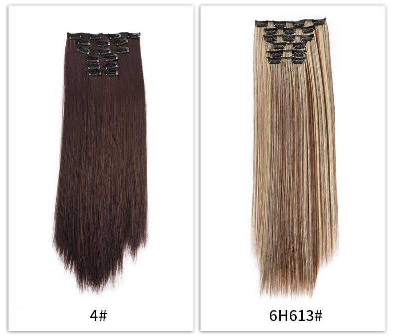 Set di capelli sintetici con toppe per parrucche lunghe e diritte. Parrucca diritta da 16 carte_voghion.com