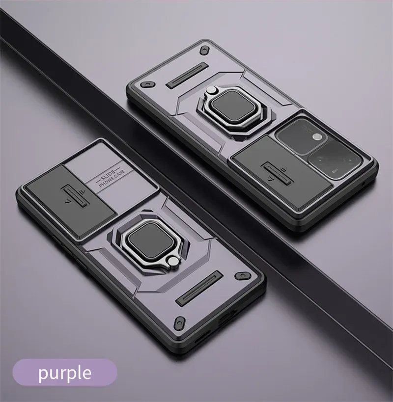 Pour Vivo V30 Pro S18 Armor Phone Case avec Slide Camera Lens Protection Ring Magnetic Holder Bracket Shell Back Cover_voghion.com
