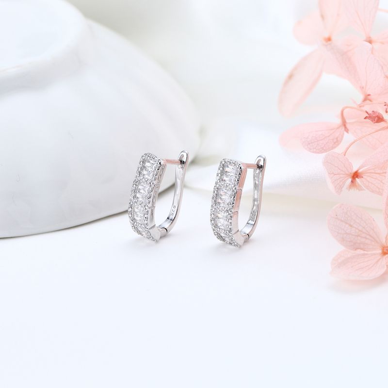 Orecchini in argento sterling con zirconi super scintillanti, famosi su Internet, alla moda e semplici._voghion.com