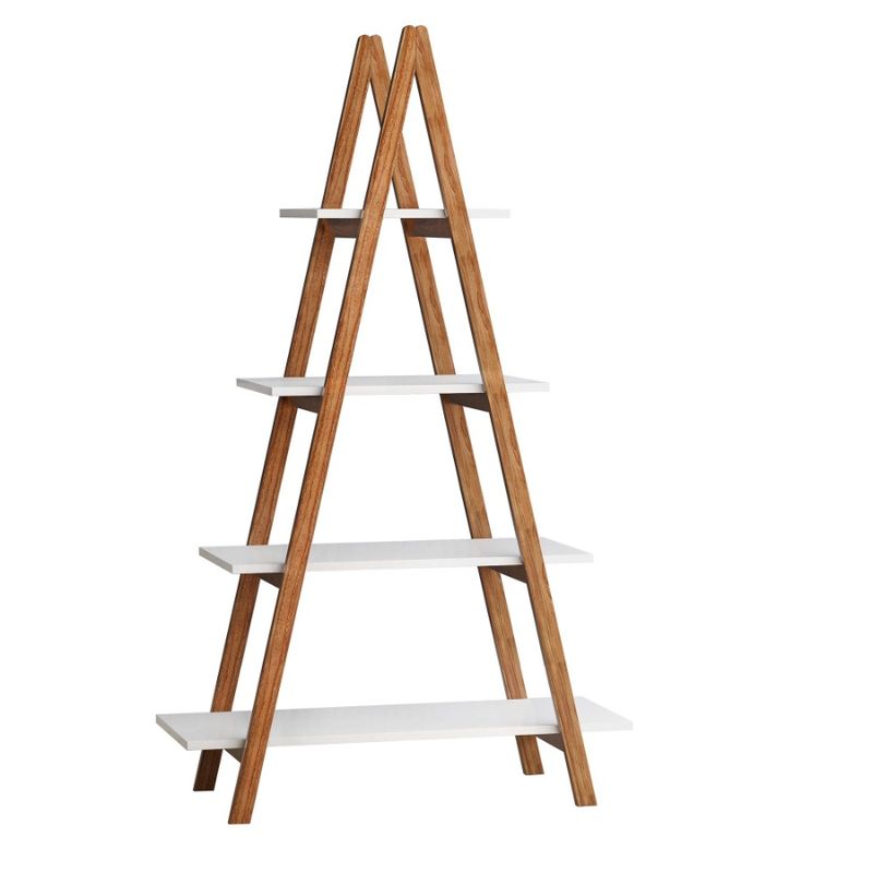 A Bookshelf Ladder Bamboo Display Wood Frame Solid Oxford_voghion.com