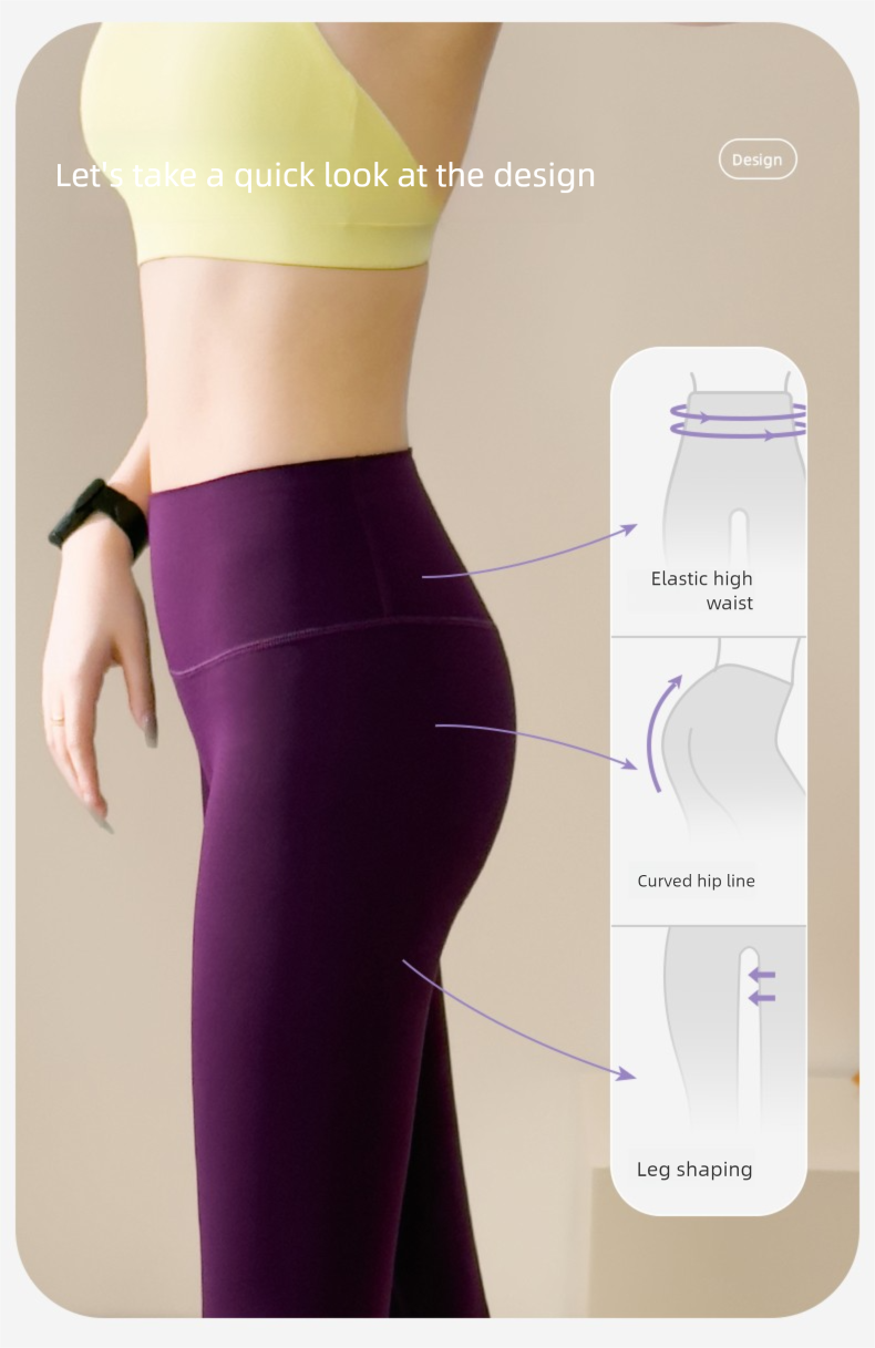 Elastic Purple Yoga Women's Fitness Pants Barely There No Embarrassing Lines Pocket Tight Running_voghion.com