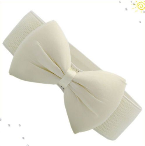 HOT Fashion Lady Bowknot Elastic Bow Wide Stretch Buckle Waistband Women Waist Belt_voghion.com