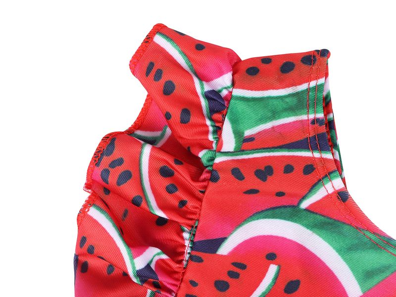 Mère et enfants été maillot de bain européen et américain manches à volants pour enfants maillot de bain imprimé fille bébé gilet respirant maillot de bain une pièce_voghion.com