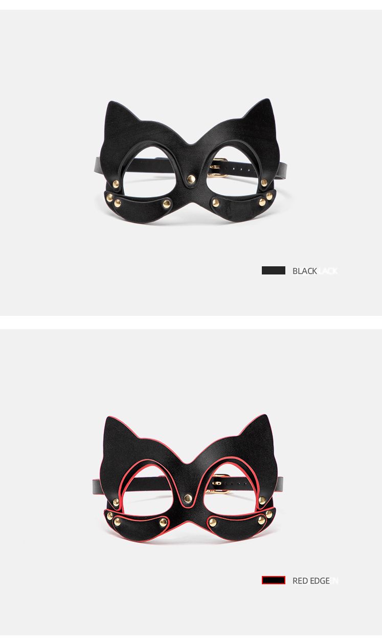 Maschera in pelle BLACKWOLF per gatti, BDSM, benda sull'occhio, coniglietto, giocattoli intimi, donne, adulti, maschere di Halloween per feste in maschera_voghion.com