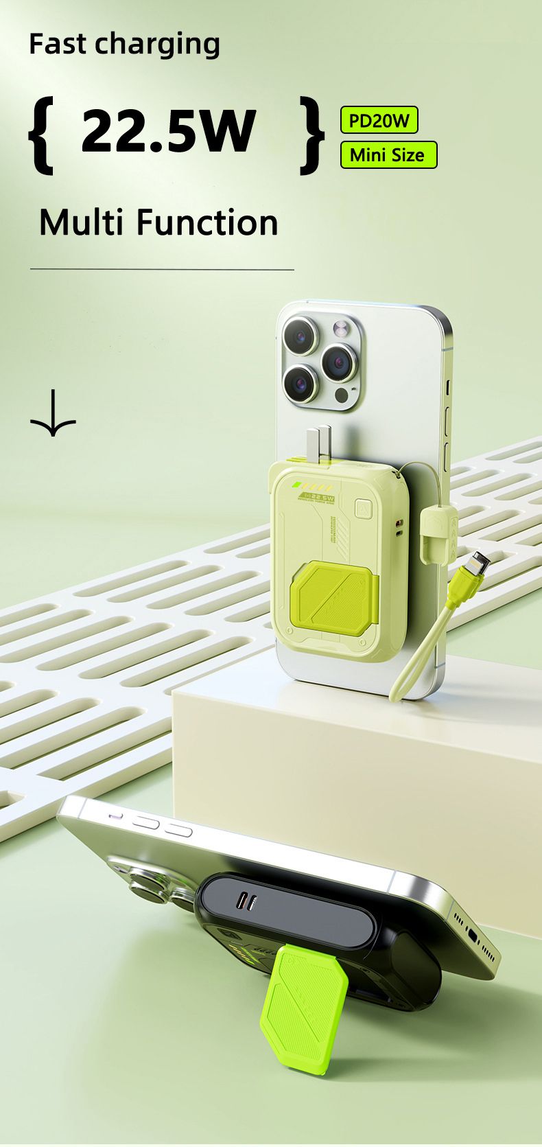 20000 MAh Bank Duvar Manyetik Kablosuz 22,5 W USB C PD Hızlı Şarj Cihazı iPhone 16 15 Xiaomi Samsung Power için_voghion.com