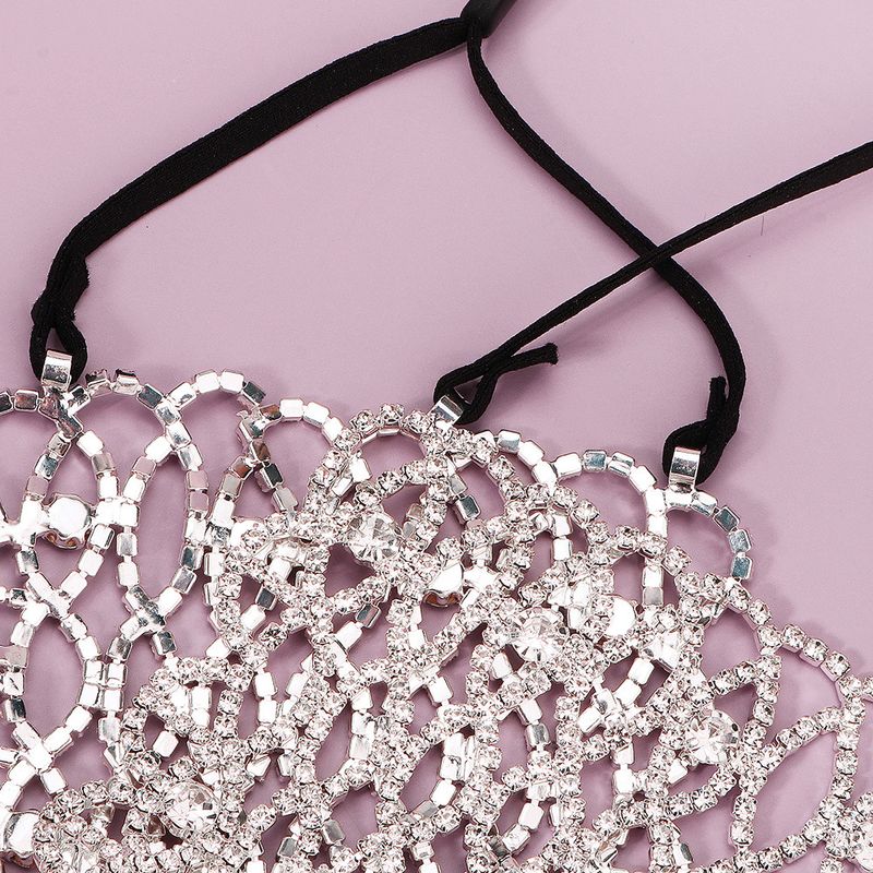 Masque facial tendance en maille creuse décorative avec strass pour discothèque, fête, célébrité sur Internet_voghion.com