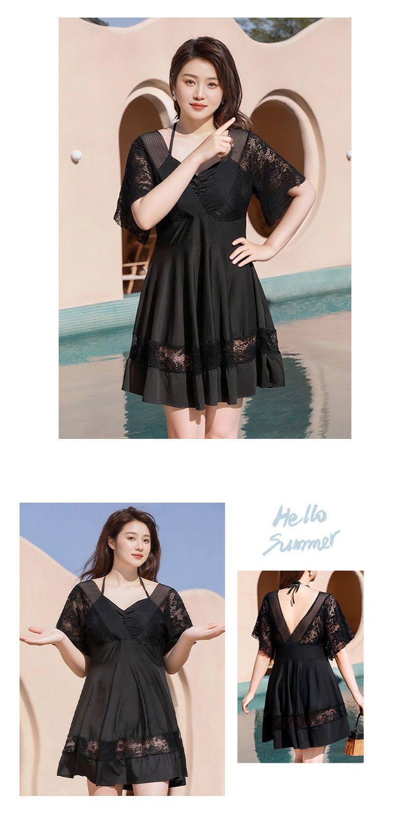 Plus Size For Women Loose Lace Sexy Slightly Chubby 100kg Hot Spring Two-Piece Skirt Style Tummy Control Slimming High_voghion.com
