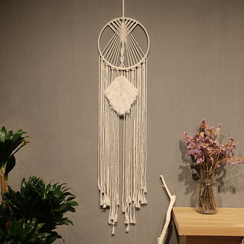 Decorazione arazzo acchiappasogni in corda di cotone intrecciata a mano bohémien Decorazione regalo creativo per la casa in stile nordico_voghion.com